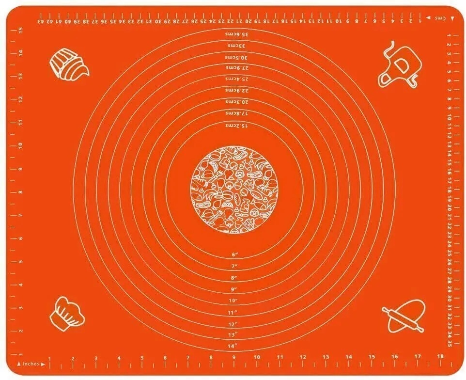 Силиконовый коврик для раскатки. Коврик силиконовый с разметкой 45*65см (41*56). Коврик для теста оранжевый. Коврик для раскатки теста силиконовый оранжевый. Коврик для выпечки Migliores.
