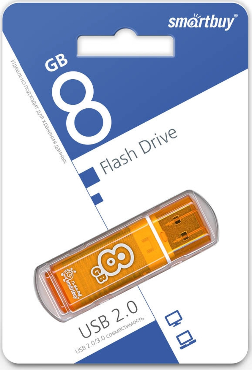 8 ГБ USB Флеш-накопитель USB 2.0 Smartbuy Glossy series Orange