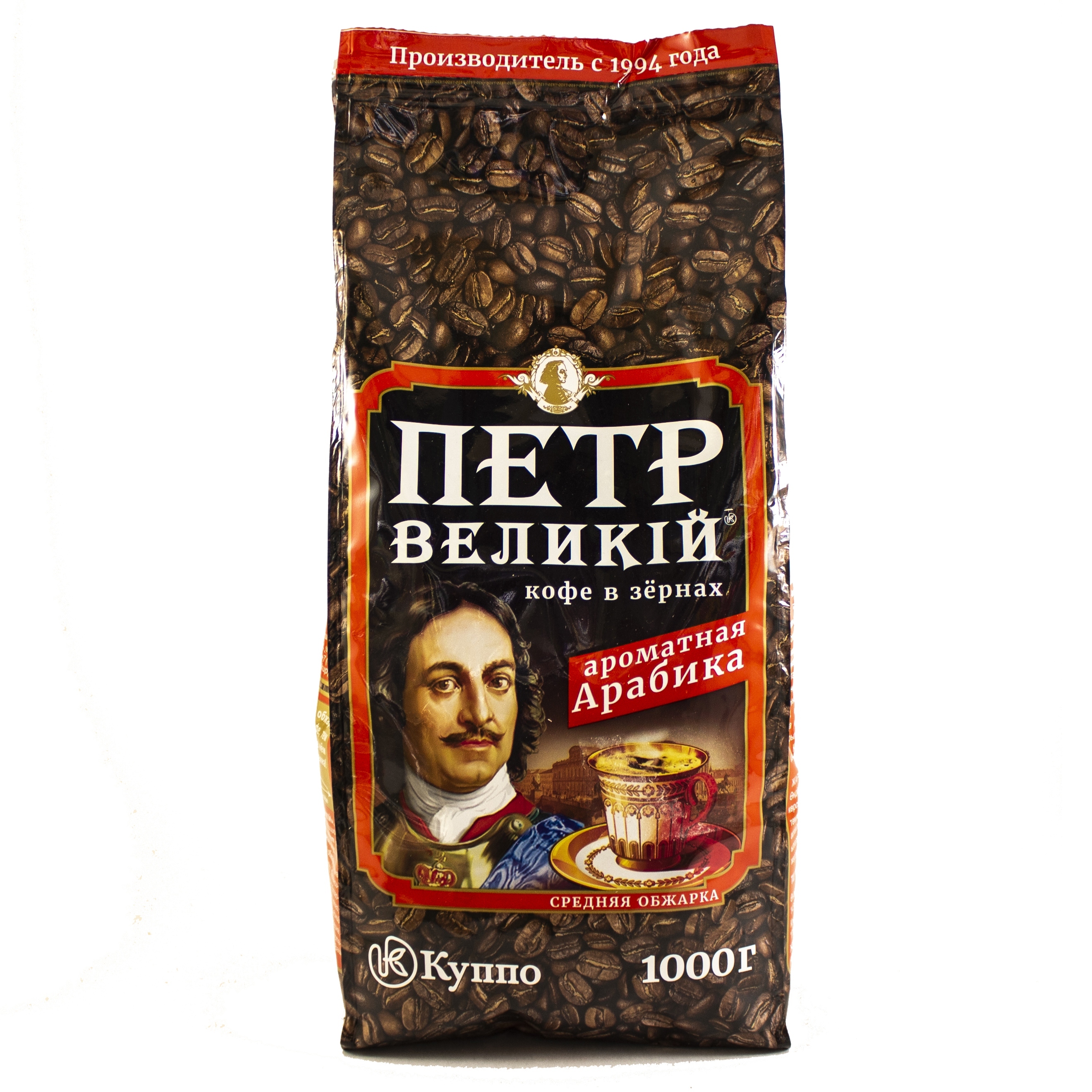 Кофе ПЕТР ВЕЛИКИЙ в зернах 1000 г — купить в интернет-магазине OZON с ...