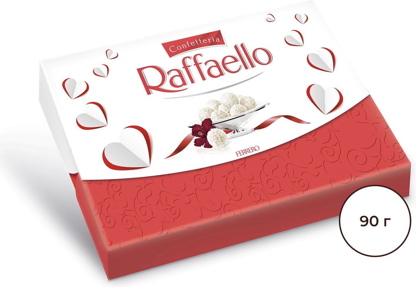 Конфеты в коробке Raffaello, с цельным миндальным орехом, в кокосовой  обсыпке, 90 г