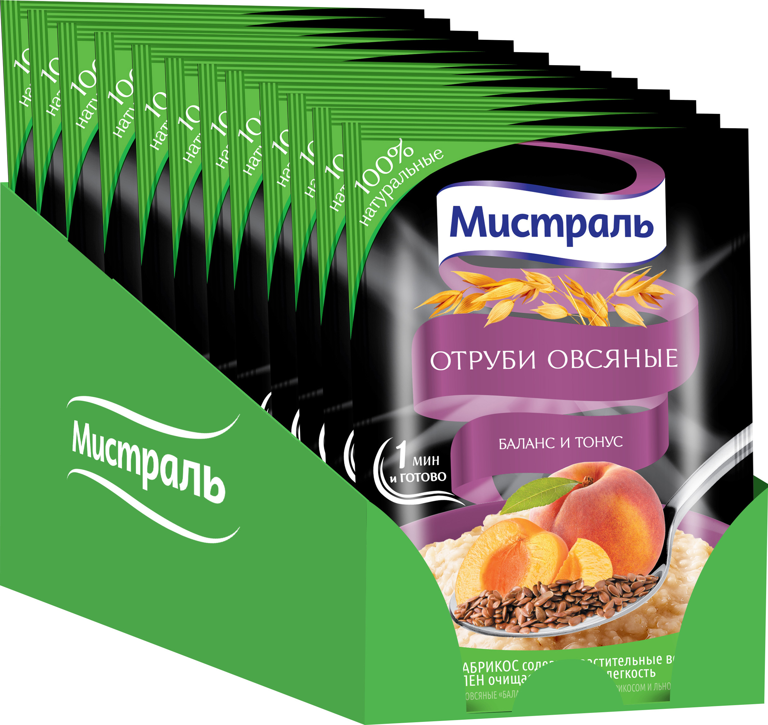 Отруби овсяные Мистраль Баланс и тонус, 12 штук по 30 г - купить с ...
