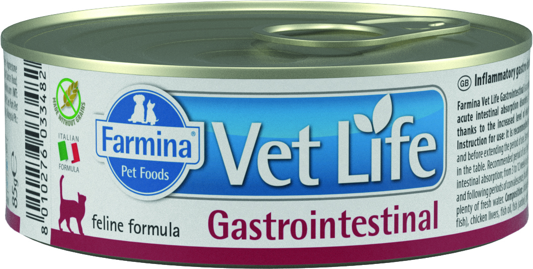 Влажный корм Farmina Vet Life Gastrointestinal для кошек при заболеваниях пищеварительного тракта 85 г, 12 шт.