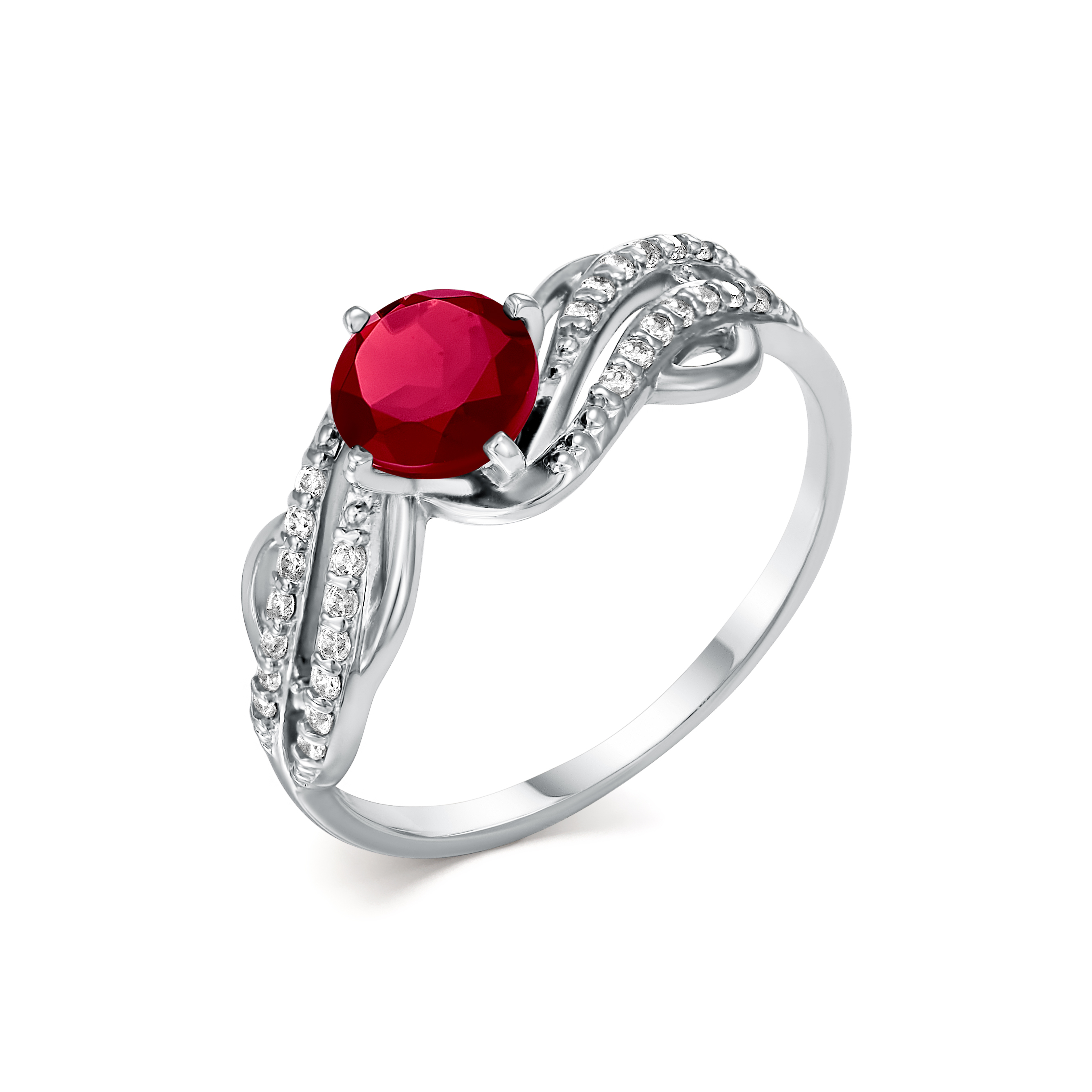 VG jewelry Кольцо из серебра 925 пробы с фианитом, рубином натуральным