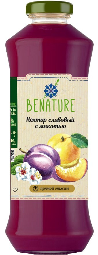 Сливовый нектар с мякотью ТМ Benature 0,75 л. 1 бут.