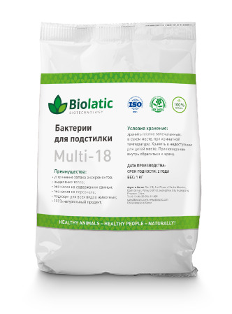 Бактерии для подстилки Biolatic Multi-18 1 кг для птиц, фермерских животных