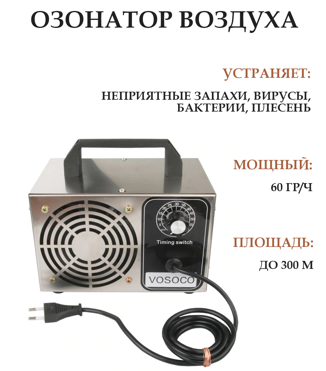 Озонатор VOSOCO VOSOCO60, серый - купить по выгодным ценам в  интернет-магазине OZON (413410402)