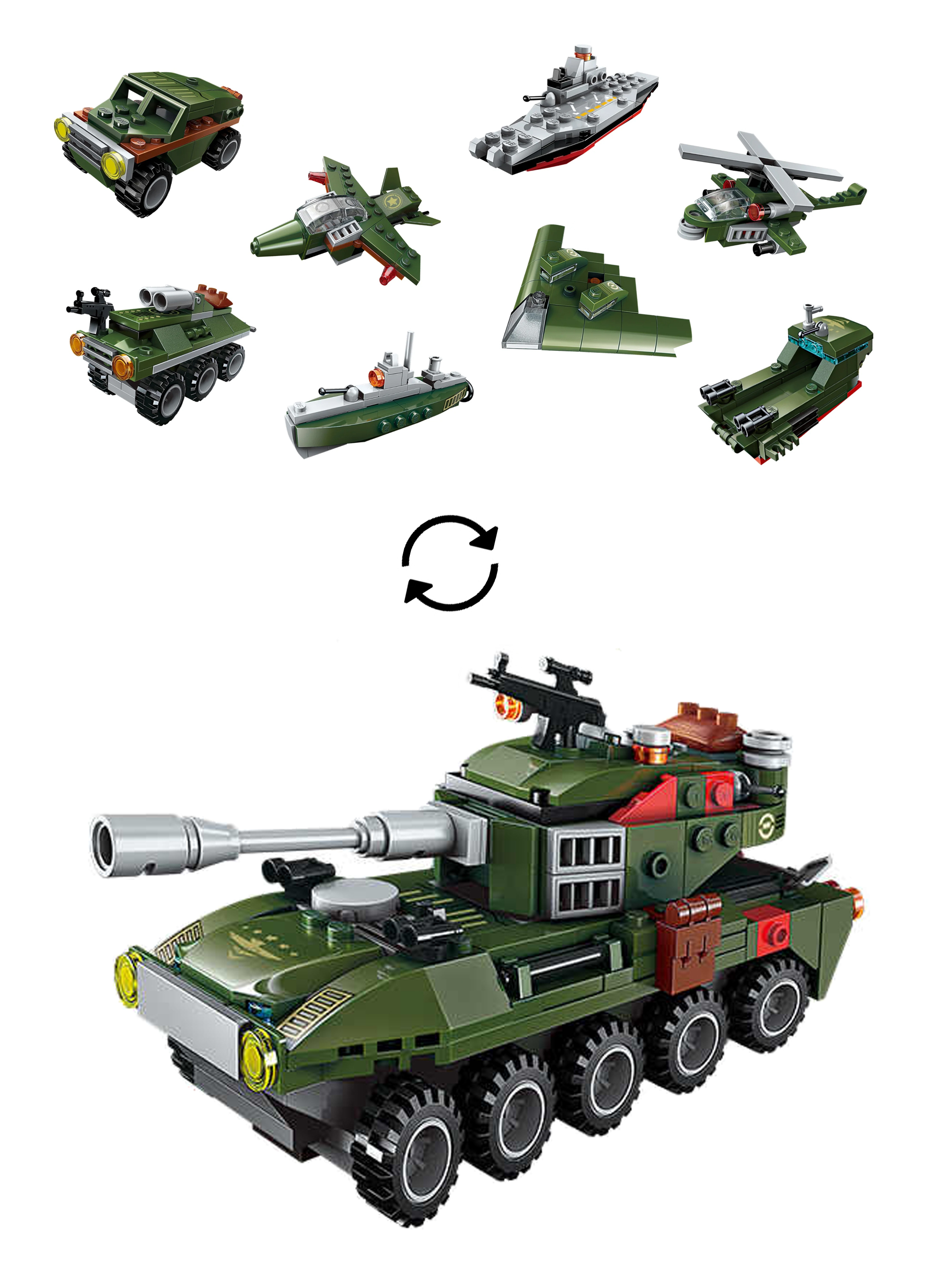 Конструктор Военная техника Qman 8в1 / танк / самолет / вертолет/  Бронетехника / подарок мальчику / не является брендом лего - купить с  доставкой по выгодным ценам в интернет-магазине OZON (479094464)