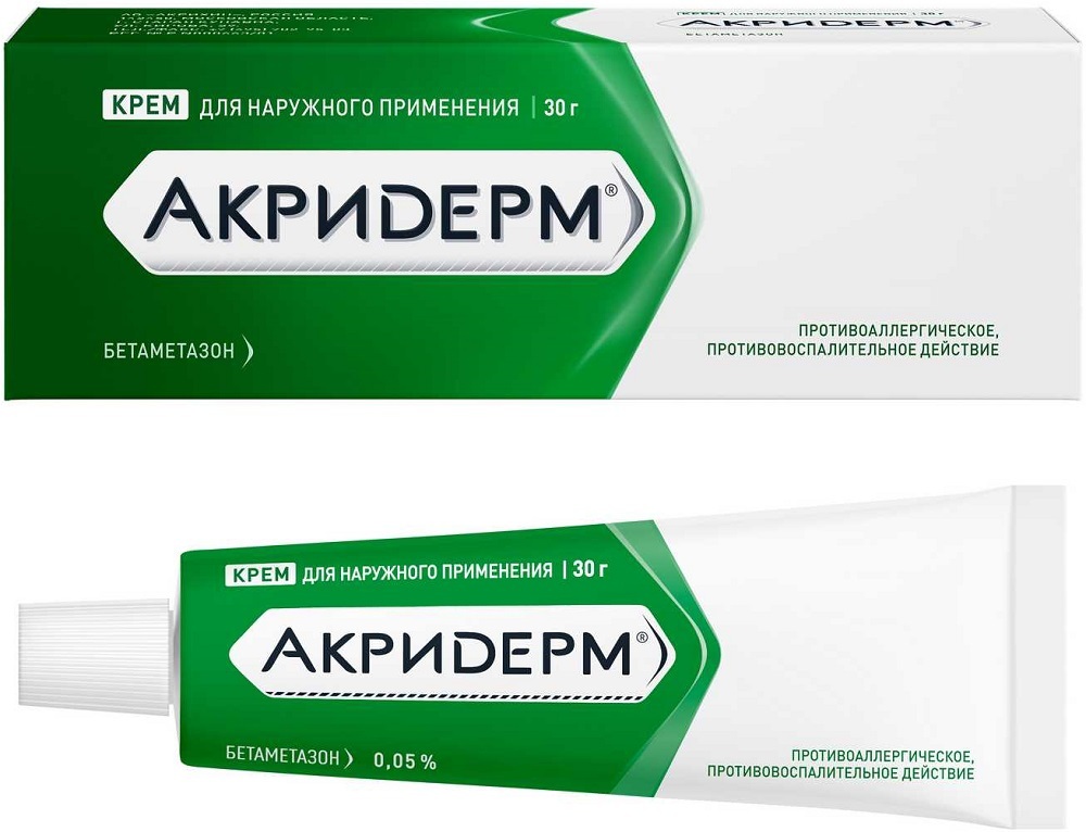 Акридерм, крем 0.05%, 30 г — купить в интернет-аптеке OZON. Инструкции ...
