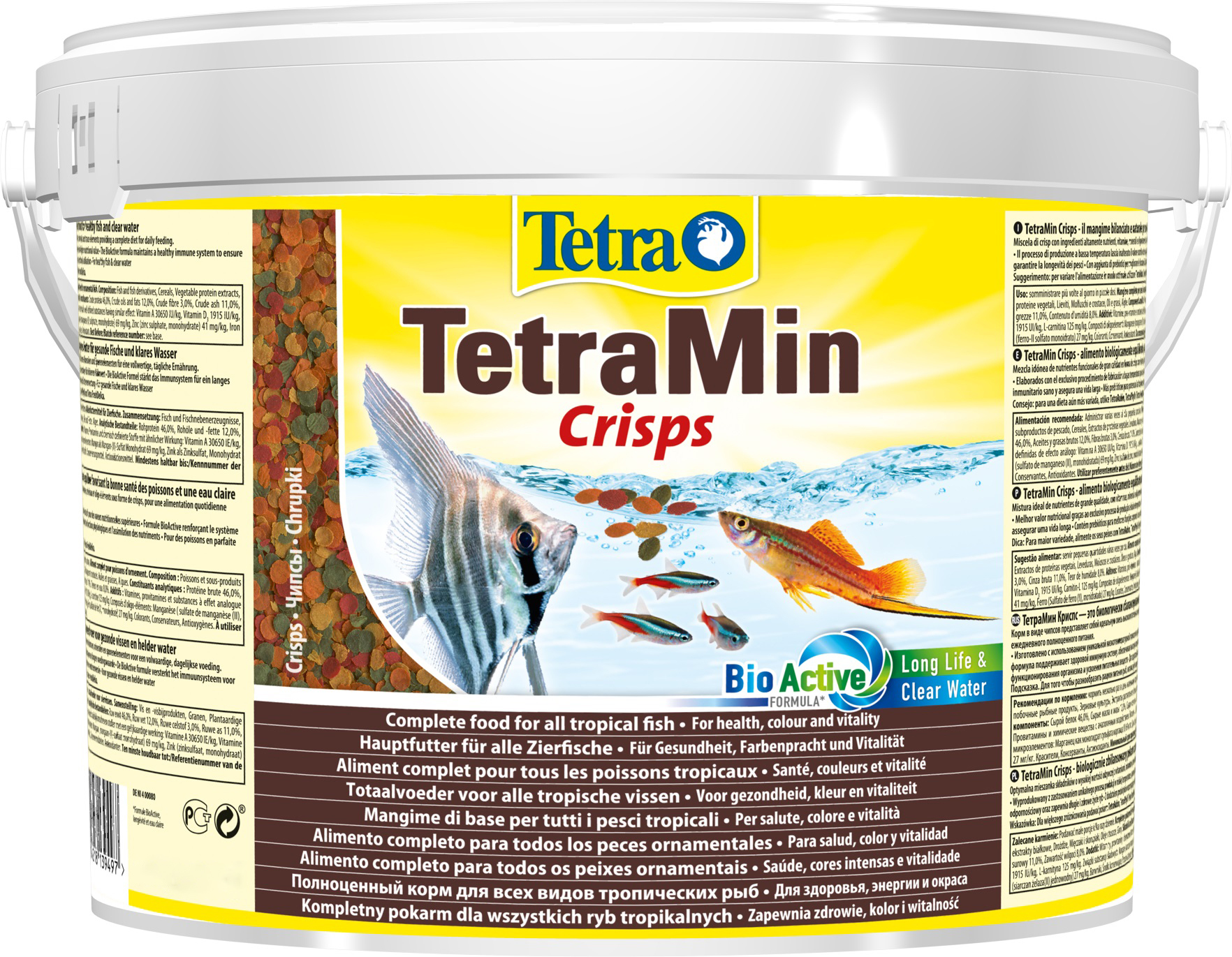 Tetra TetraMin Crisps корм для всех видов рыб в чипсах, (ведро), 10 л