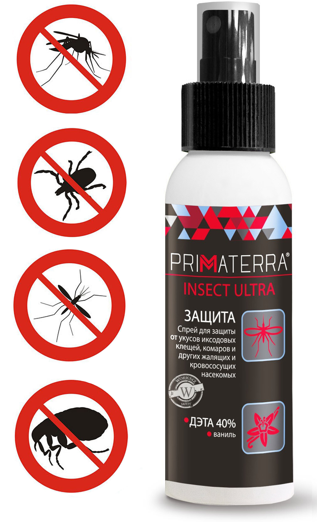 Средство ( спрей ) PRIMATERRA INSECT ULTRA для защиты от укусов  кровососущих насекомых ( клещей комаров москитов слепней мошек / блох  мокрецов ), ДЭТА ...