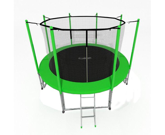 Батут i-JUMP CLASSIC LIGHT 8FT GREEN с защитной сеткой и лестницей для дачи