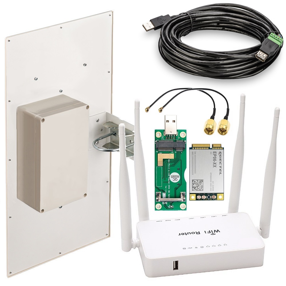 BOX KIT LTE Cat.6 18 dBi - комплект усиления Интернета 3G 4G+ LTE ...