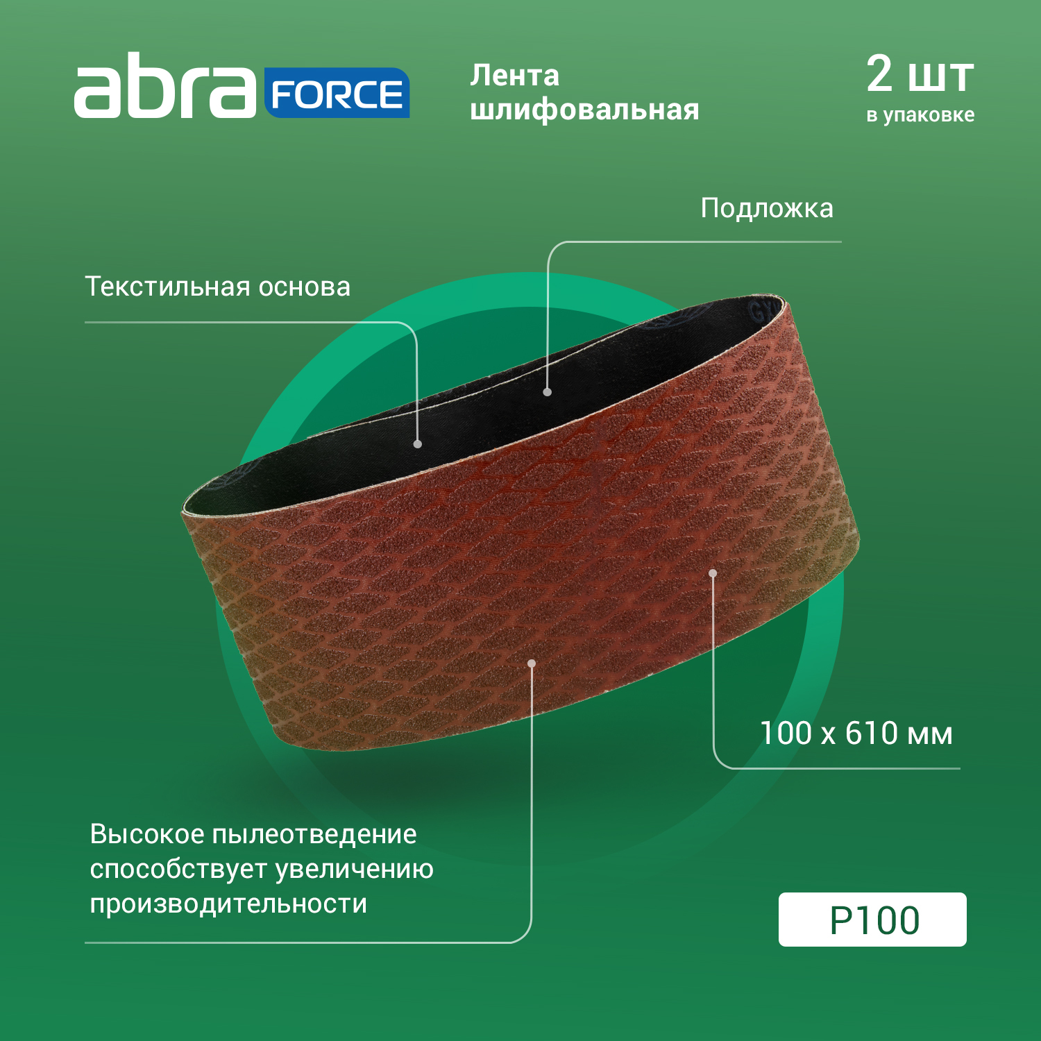 Лента шлифовальная ABRAforce, ширина 100 мм, P100, 2 шт по низкой цене с  доставкой в интернет-магазине OZON (615766644)