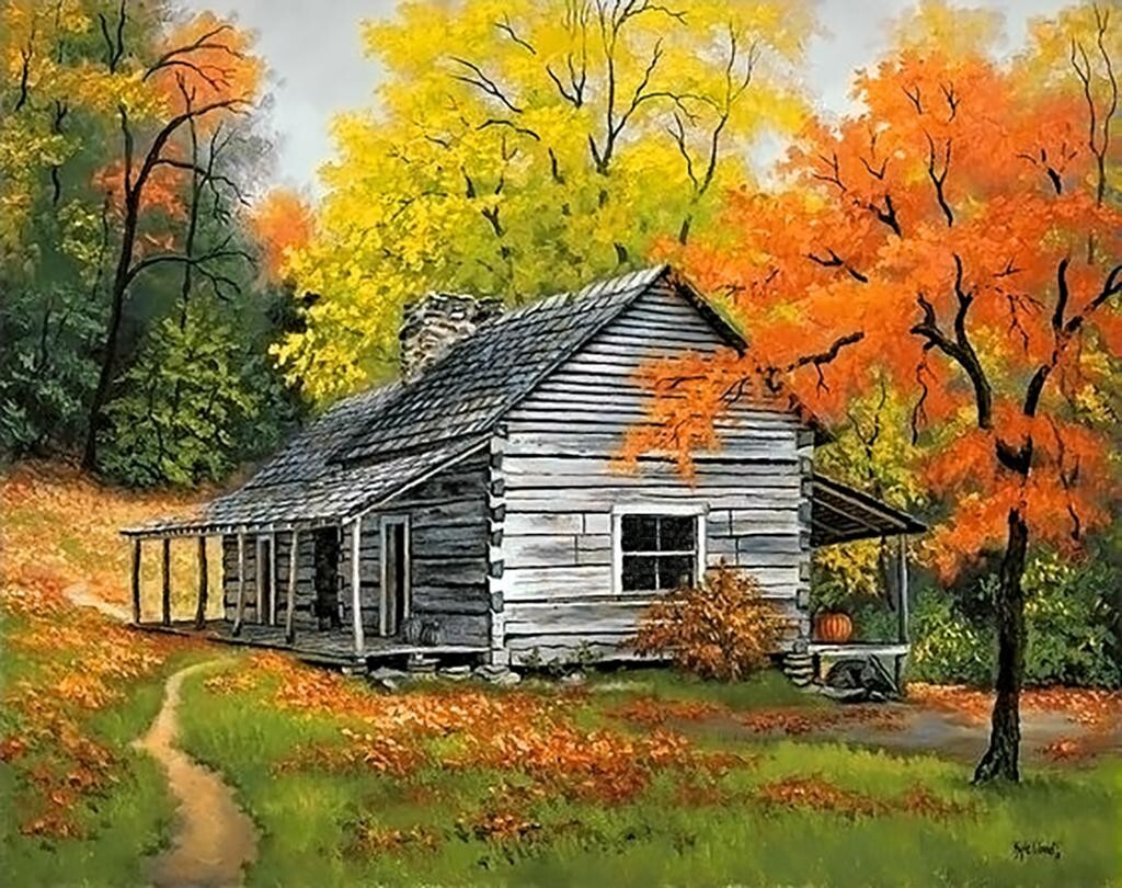 Осенний пейзаж с домом