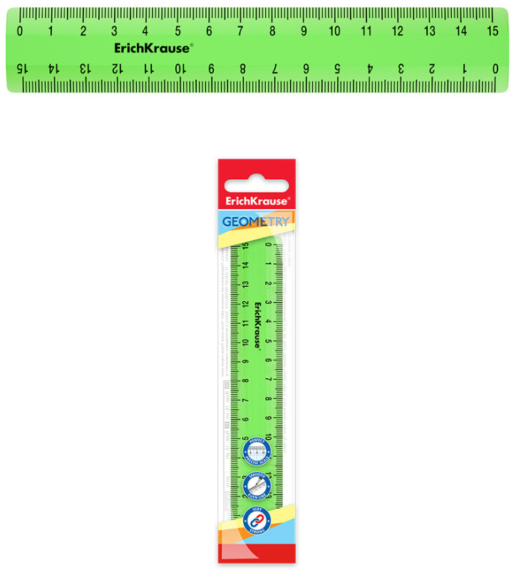 Ruler 34. Линейка пластиковая ERICHKRAUSE 15 синяя.