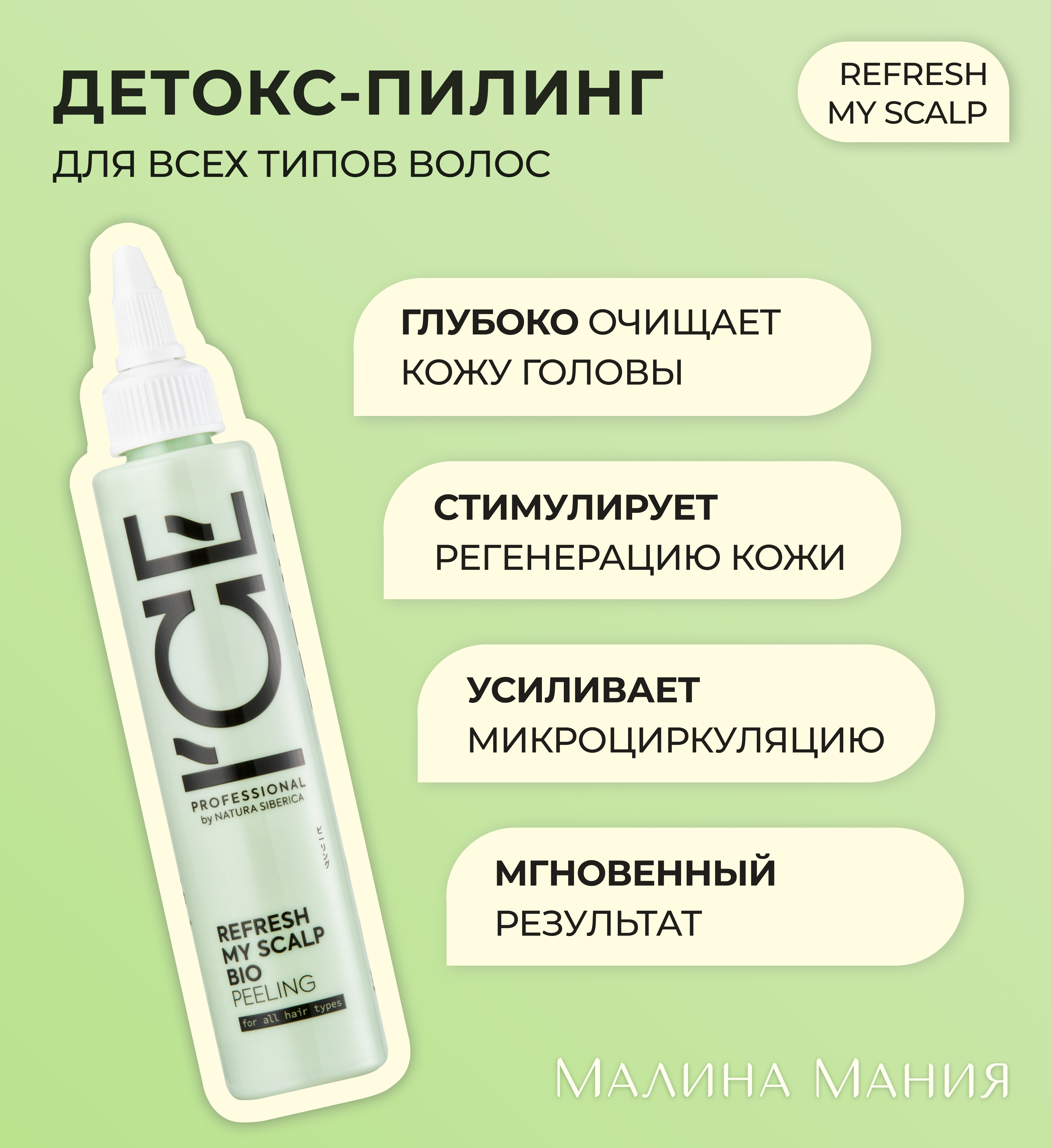 ICE PROFESSIONAL by NATURA SIBERICA "Детокс"- пилинг для кожи головы, профессиональный REFRESH MY SCALP, 100 мл. Скраб для кожи, активатор роста, от перхоти