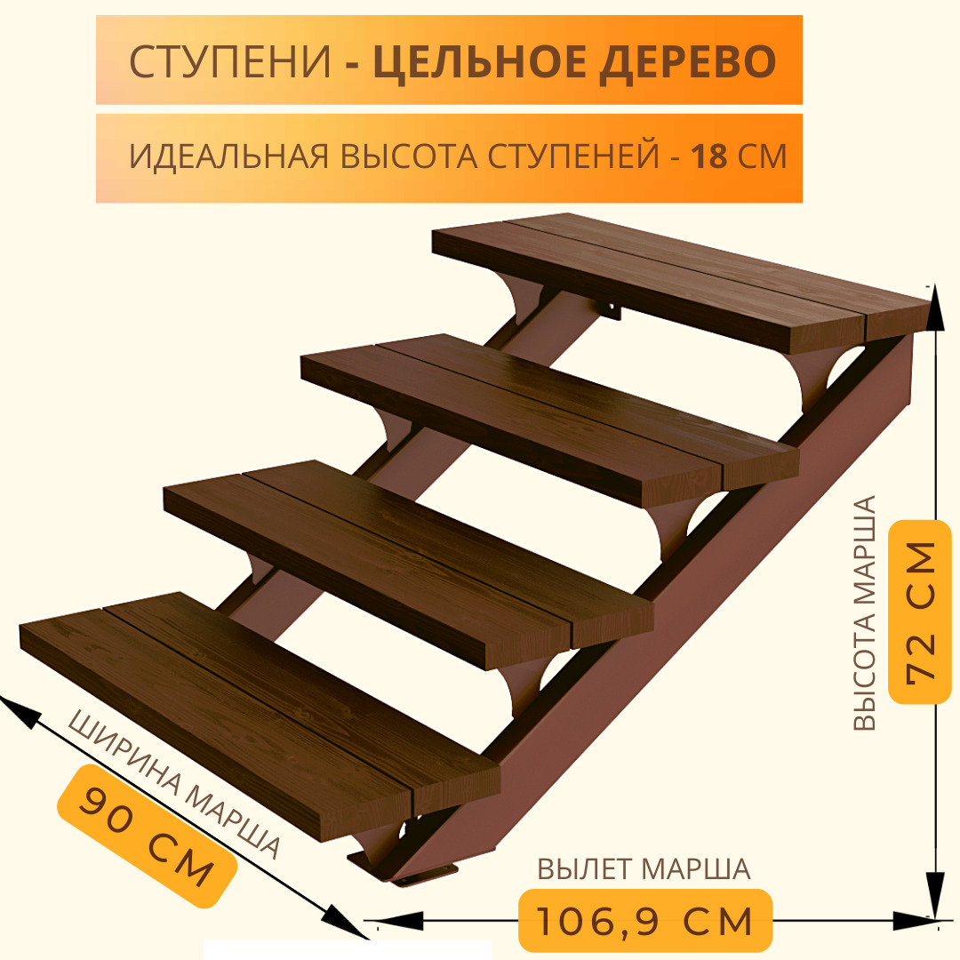 Лестница на 4 ступени готовая входная. Крыльцо к дому на 4 ступеньки  готовое к сборке. - купить с доставкой по выгодным ценам в  интернет-магазине OZON (642799074)