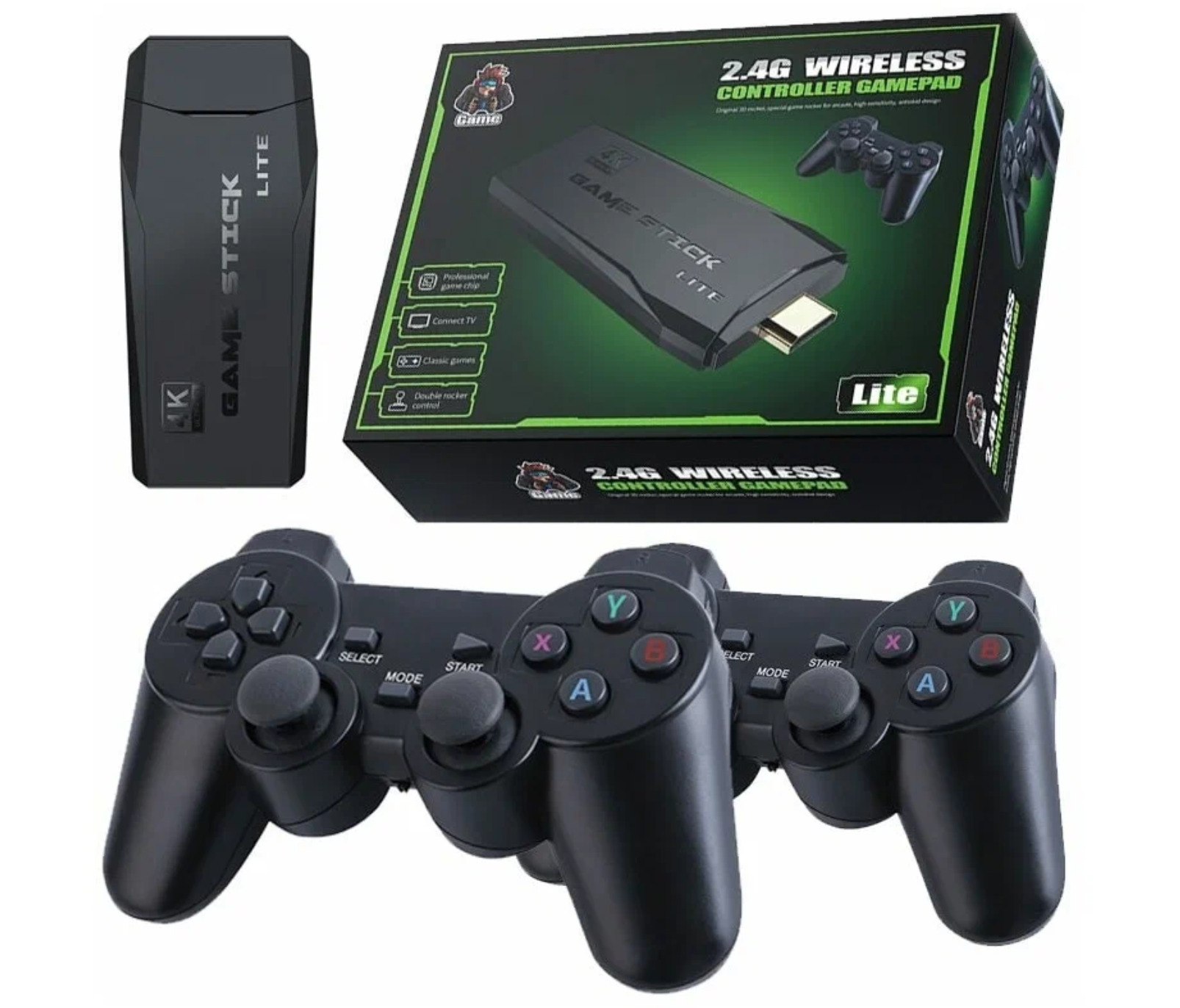 Портативная игровая консоль 2.4G Wireless Controllers Gamepad 32ГБ  приставка M8 4K HD 2,4G 10000 игр 64 ГБ Ретро мини-классические геймпады Семейный  контроллер ТВ для PS1 / GBA - купить с доставкой по