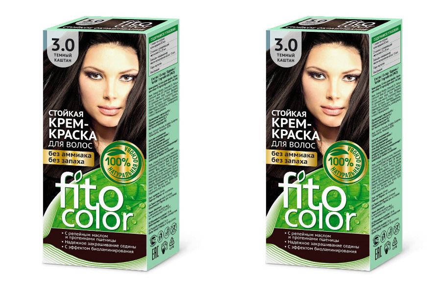 Стойкая крем-краска для волос fitocolor 115 мл тон золотистый каштан
