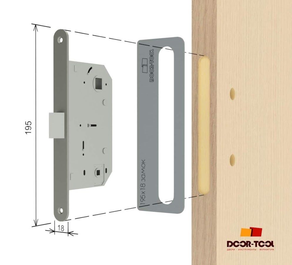 Направляющая для инструмента Вставка для шаблона DOOR-TOOL - Фасад замка Размер: 195х18мм (Универсал) Овал