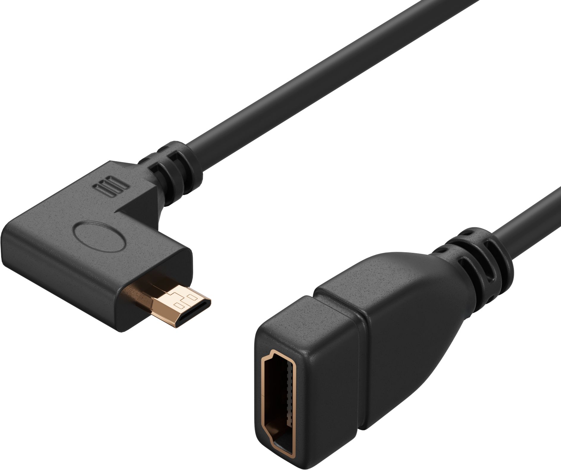 КабельпереходникадаптерGSMINAC22HDMI(F)-microHDMI(M)(угловой90градусовправый)180градусов10см(Черный)