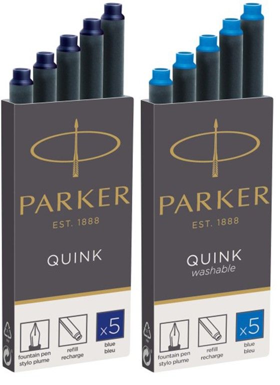 Картриджи Parker Quink Standard смываемые синие чернила + Quink Standard синие чернила