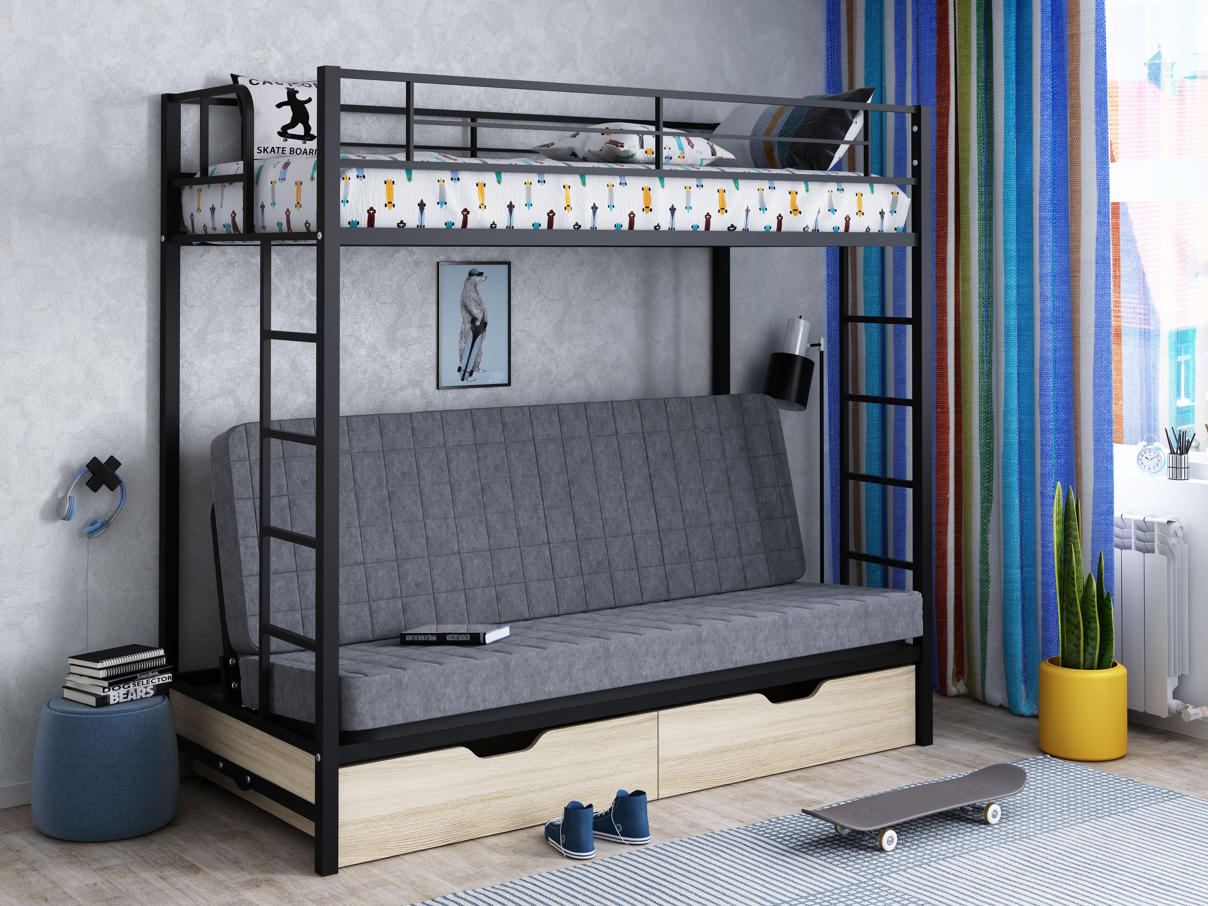 Двухъярусная кровать с диваном goffo 3 180