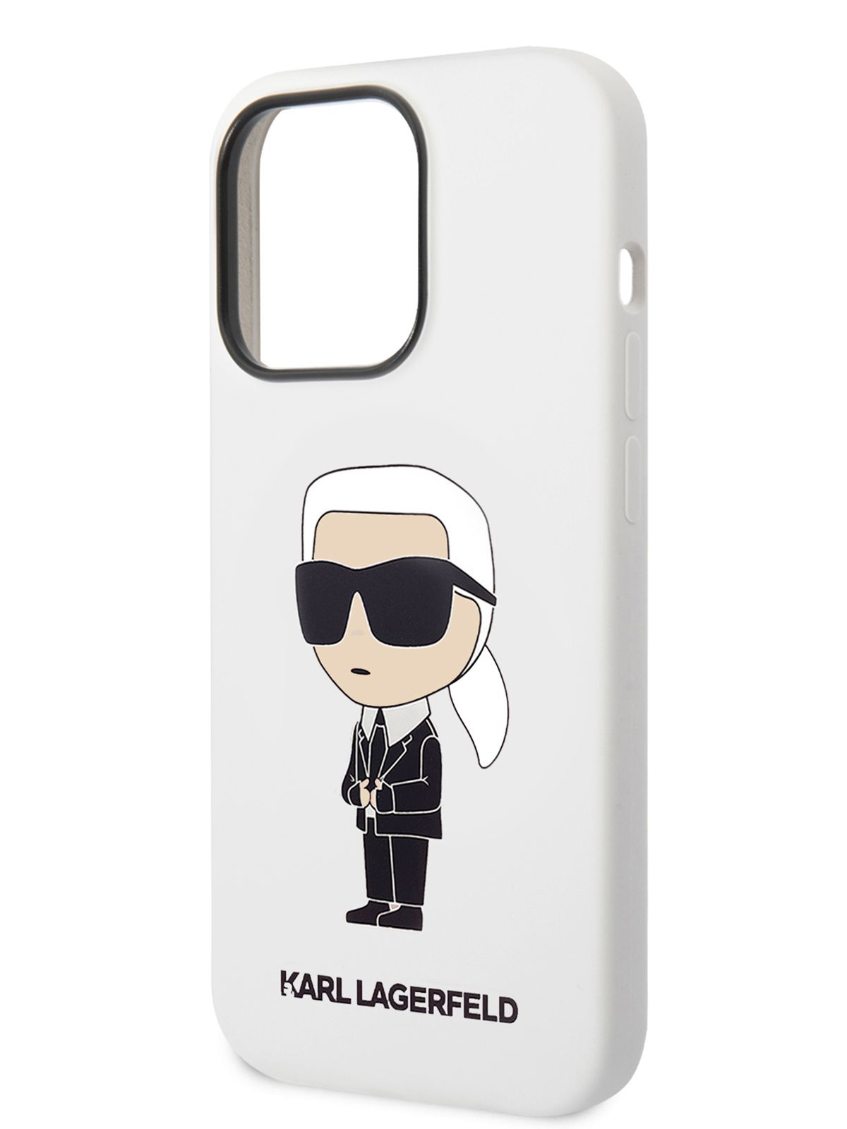 Чехол Karl Lagerfeld Liquid silicone на Apple iPhone 14 Pro / для Айфон 14  Про, силиконовый с эффектом софт тач, с защитой камеры, с принтом NFT Karl  Ikonik, белый - купить с