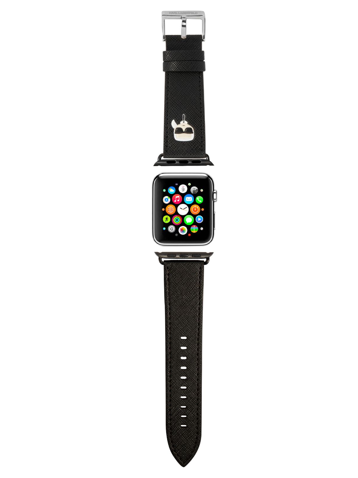 Ремешок Karl Lagerfeld PU Saffiano для смарт часов Apple Watch 45 44 42 мм  / на Эпл Вотч 3 4 5 6 7 8 и SE SE 2 из экокожи, с объемным