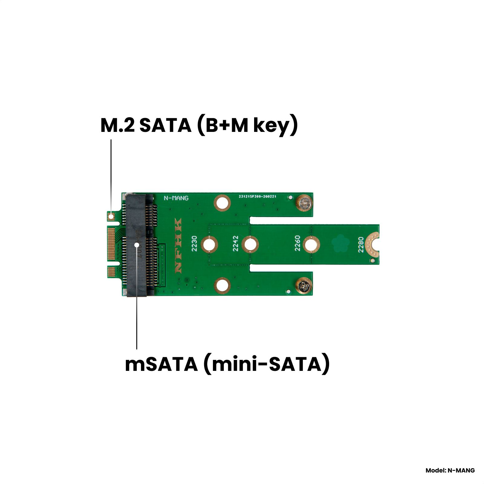 Адаптер-переходник установки накопителя SSD mSATA (mini-SATA) в слот M.2 SATA (B+M Key) / NFHK N-MANG