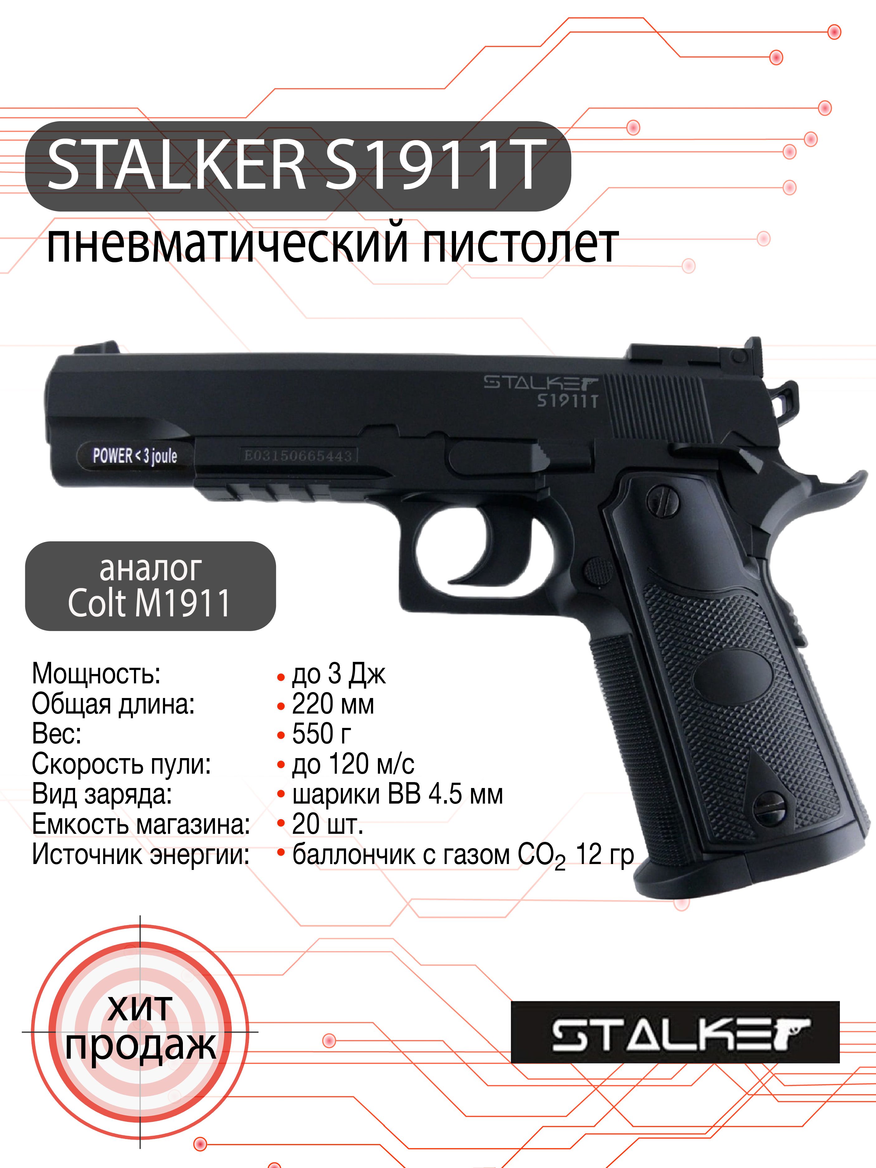 Пистолет пневматический Stalker S1911T