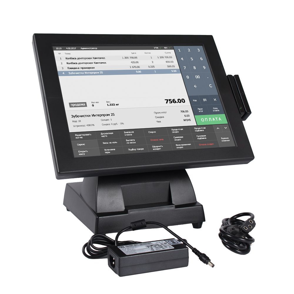 POS-терминал сенсорный POSCenter START-2 V2 (15", Resistive, J3455, RAM 8Gb, SSD M2 128Gb, MSR) без ОС