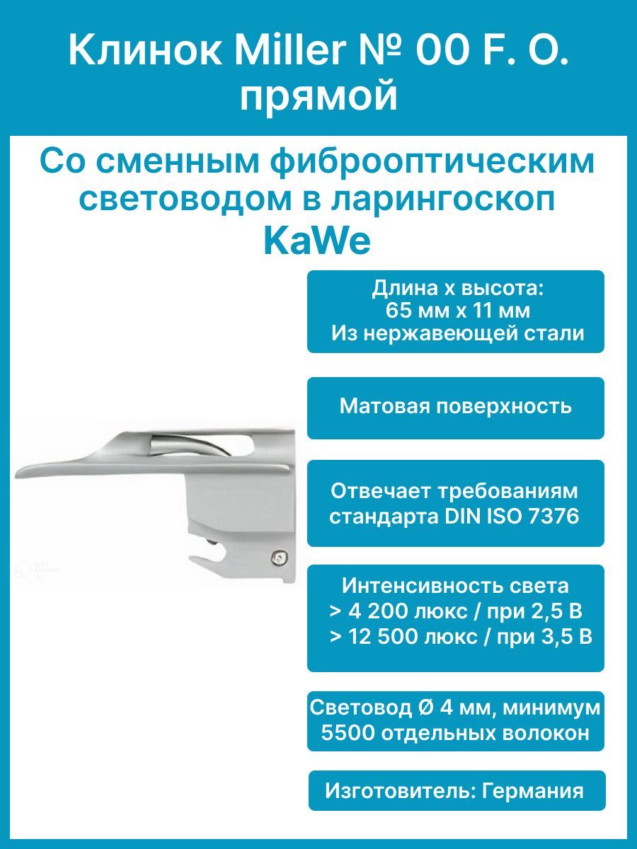 Клинок миллера. Клинок Miller f.o. №00 KAWE. Клинок KAWE С синим коннектором.