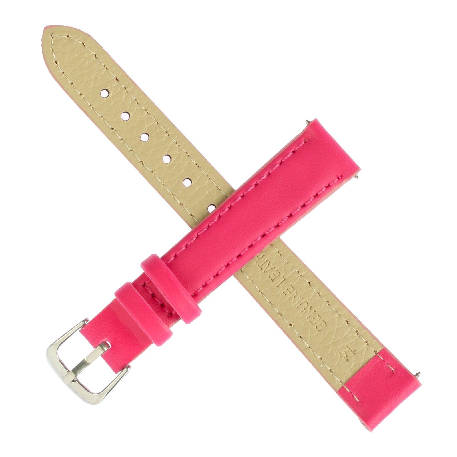 Ремешок для часов, женский, 14 мм, длина 18 см, натуральная кожа, розовый