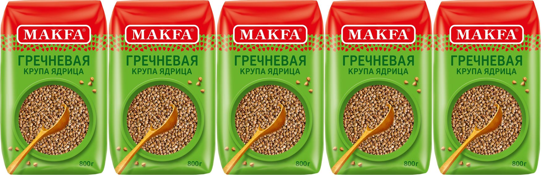 Крупа гречневая Makfa ядрица, комплект: 5 упаковок по 800 г