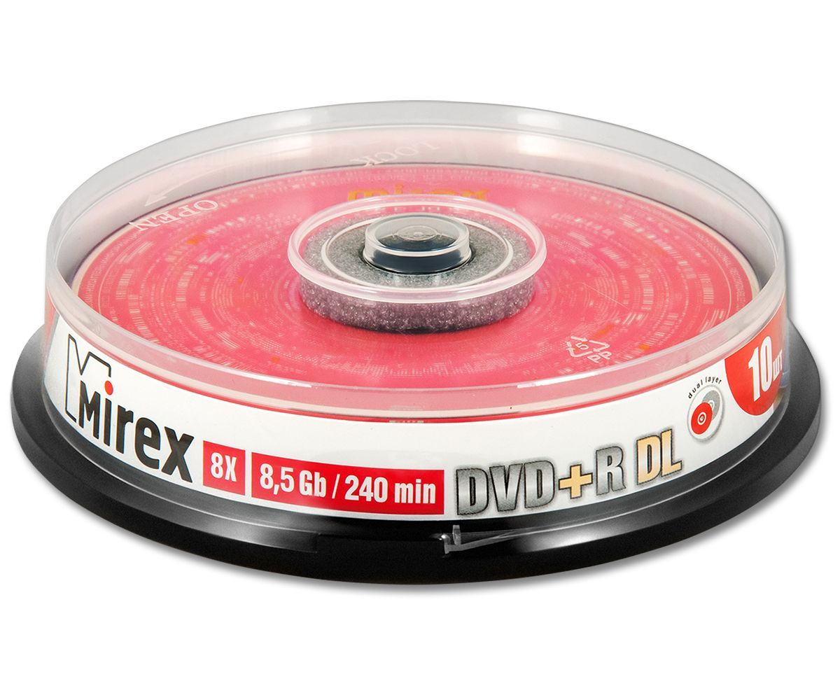 Диск DVD+R DL 8,5Gb Mirex 8x (Double Layer) cake box, упаковка 10 шт. -  купить с доставкой по выгодным ценам в интернет-магазине OZON (272417176)