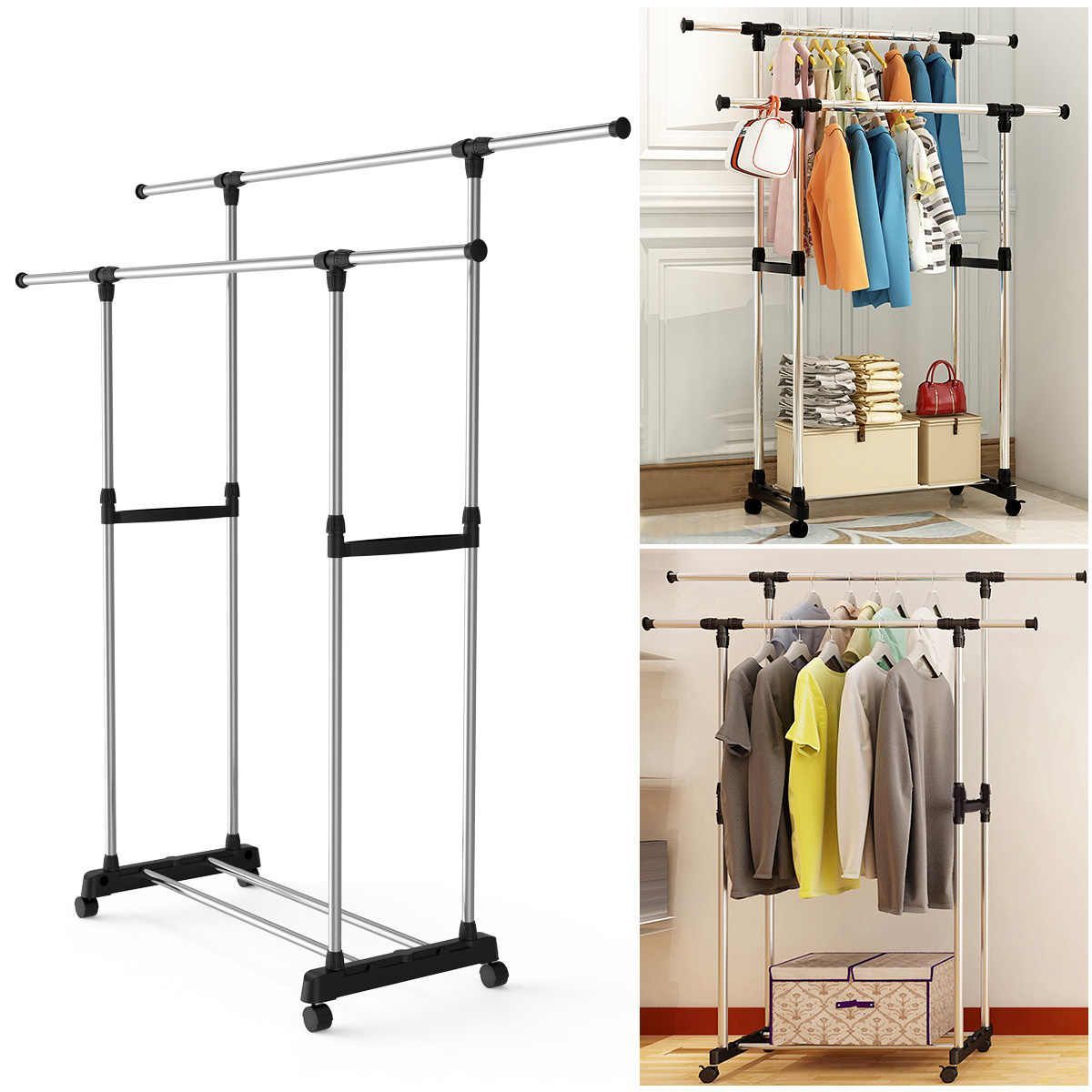 Double Pole Telescopic clothes Rack