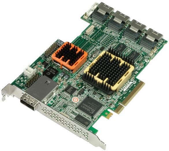 Контроллер PCI-E x16 RAID SAS SATA 4x SFF-8087 1xSFF-8088 Adaptec ASR-51645 ( Полноразмерная плата, подключение до 20 устройств напрямую, кэш 512 Кб )