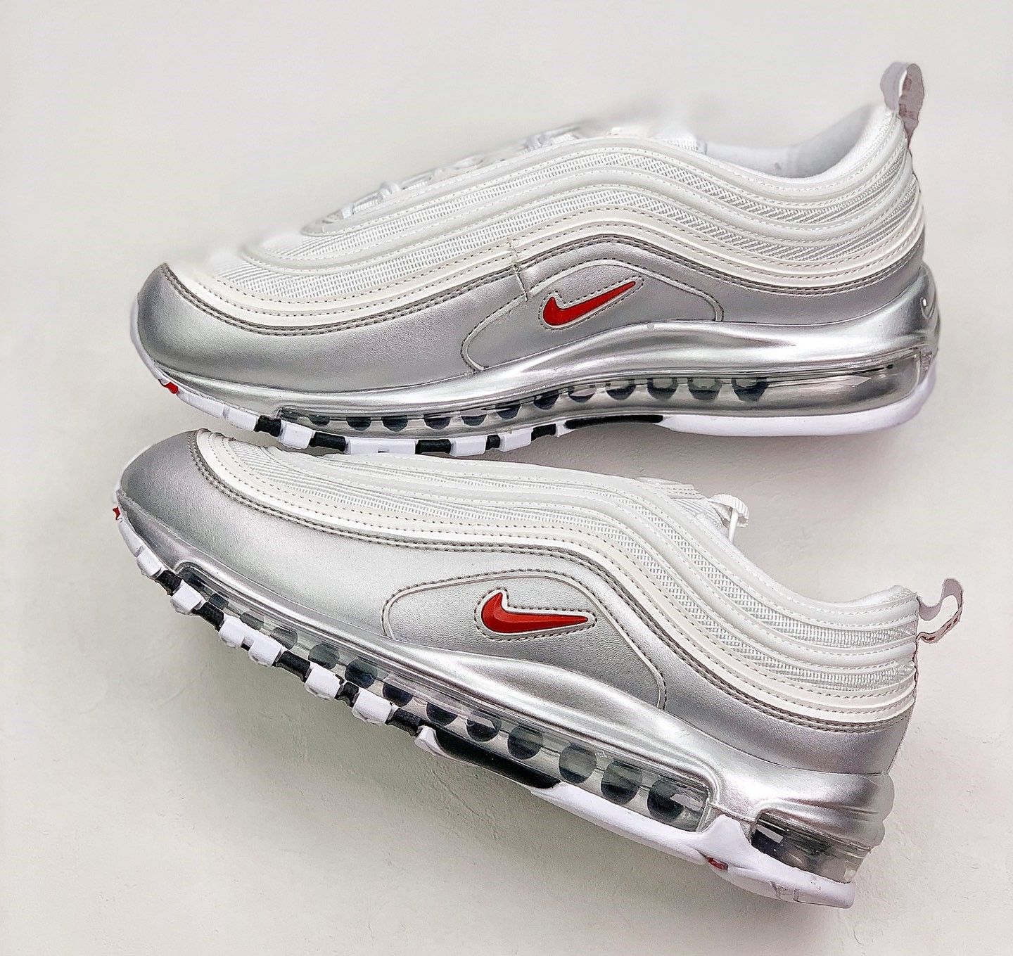 Nike air max 97 silver red best sale