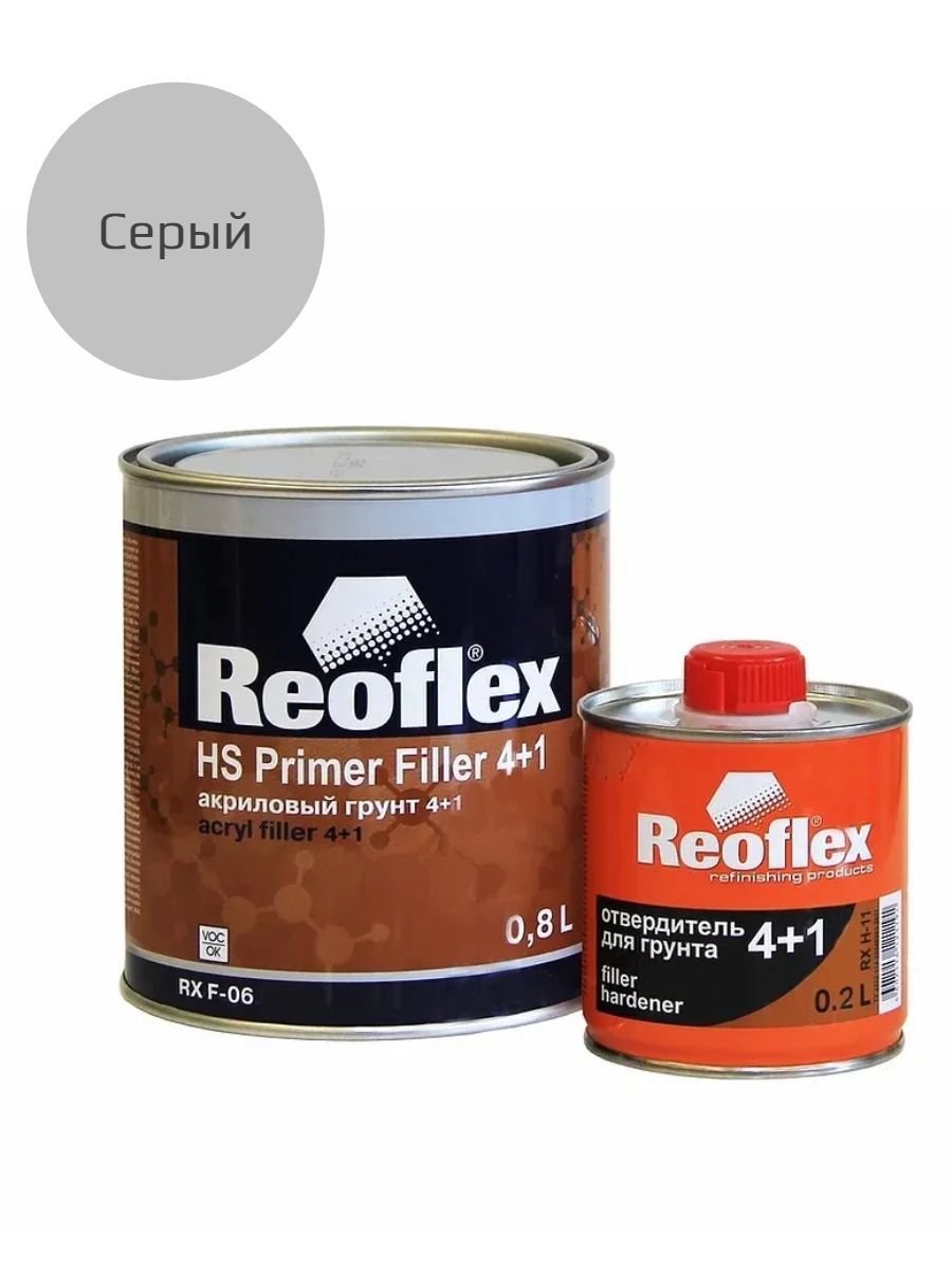 Грунт серый купить. Reoflex грунт 4+1 2к HS primer Filler (0,8л+0,2л) серый. Reoflex отвердитель для грунта 4+1. Reoflex HS primer Filler 4+1 акриловый грунт 0.8l. Грунт реофлекс 4+1.