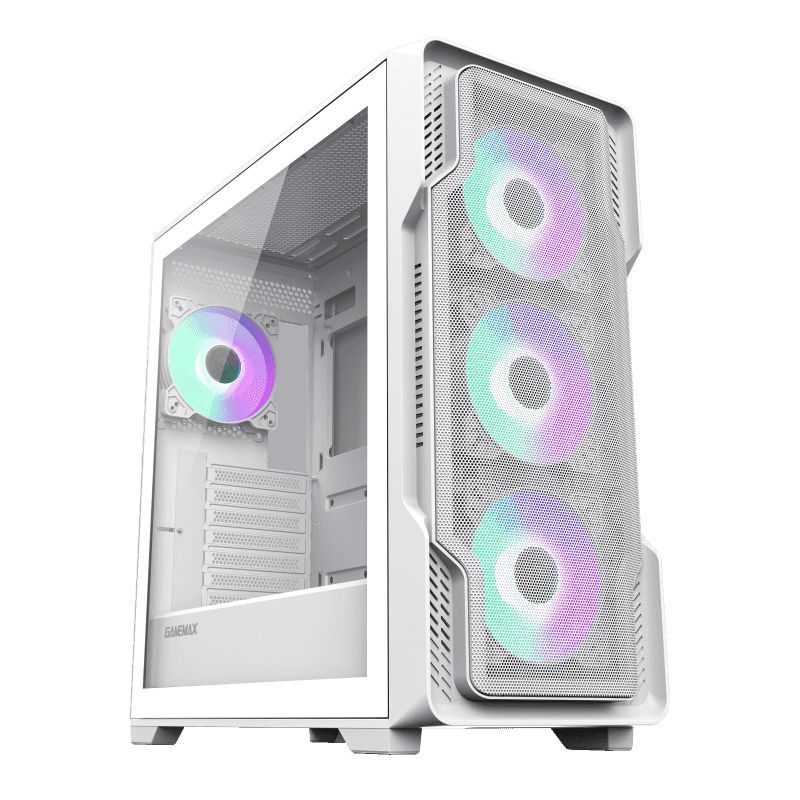 Корпус GameMax SIEGE WH без БП (Белый Midi-Tower E-ATX, ATX, Micro-ATX, Mini-ITX CPU 165мм VGA 410мм Закаленное стекло, USB3.0, 4*120мм ARGB)