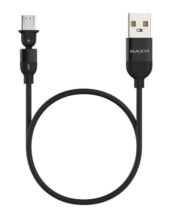 КабельUSB-microUSBMaxviMC-19M,поворотныйконнектор,1.5м,черный