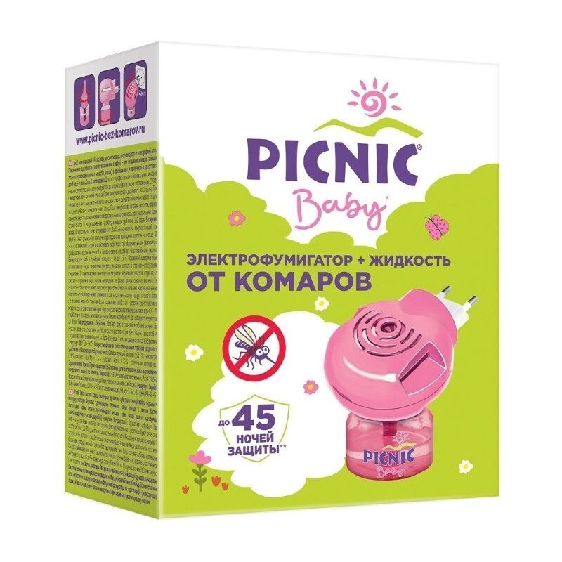 Picnic Электрофумигатор и жидкость от комаров Baby 45 ночей 1+, 30 мл