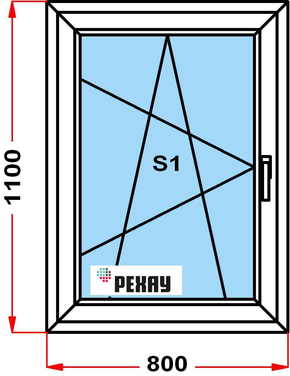 Окнопластиковое,профильРЕХАУBLITZ(1100x800),споворотно-откиднойстворкой,стеклопакетиз2хстекол,левоеоткрывание