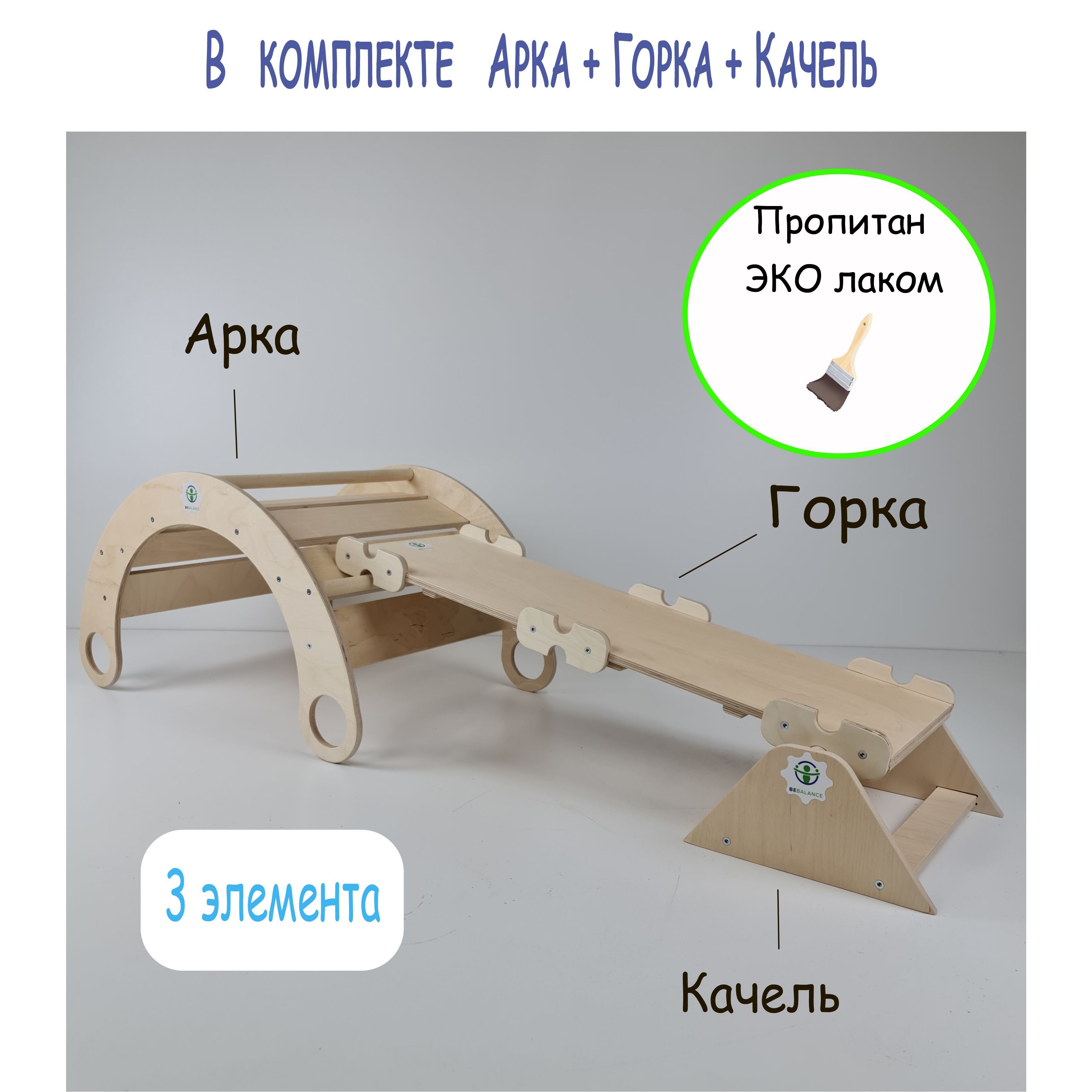 Арка качалка, Двусторонняя Горка Пиклера, Качель покрытые эко лаком -  купить с доставкой по выгодным ценам в интернет-магазине OZON (805281617)