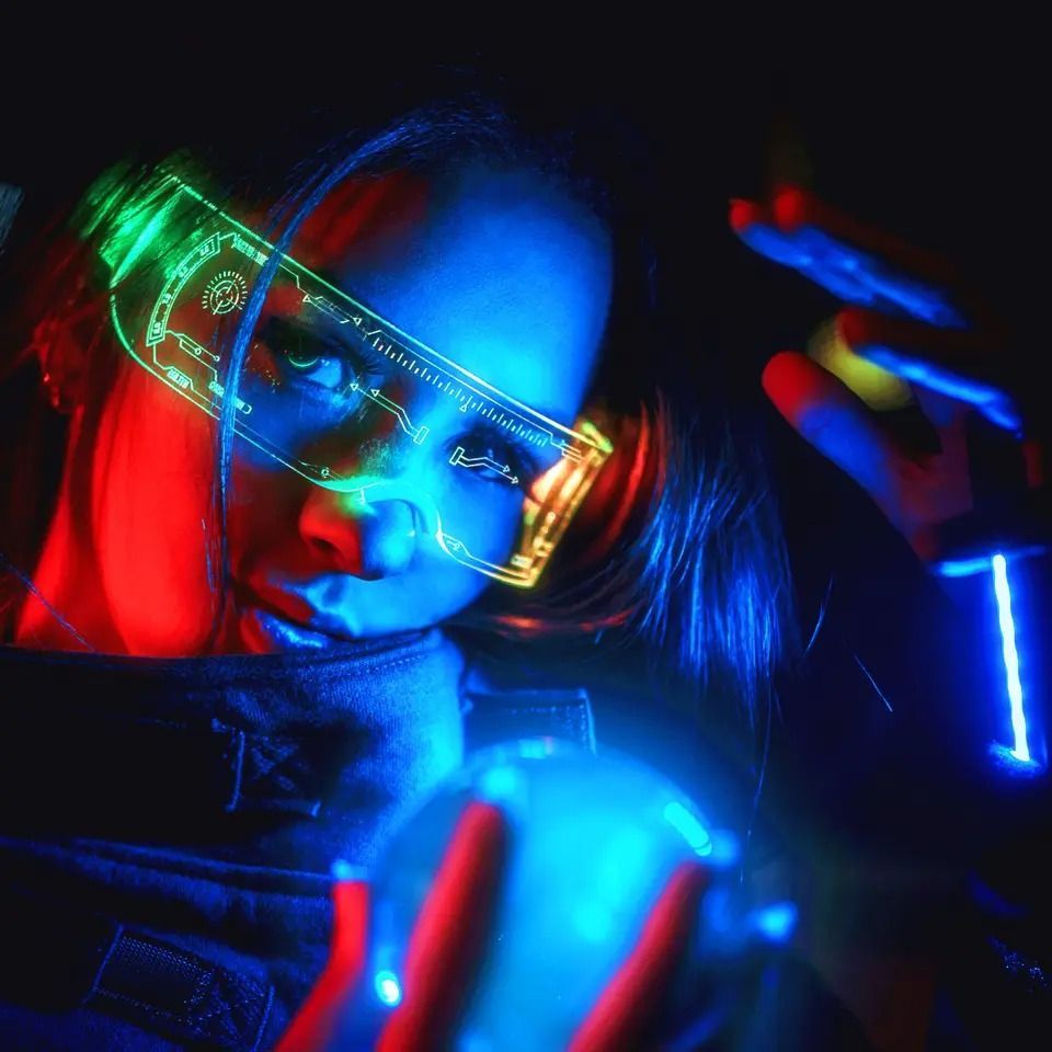 очки cyberpunk светящиеся led светодиодные фото 5
