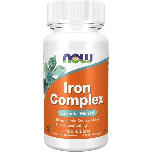 NOW Iron Complex 100 tablets, Железо комплекс 100 таблеток