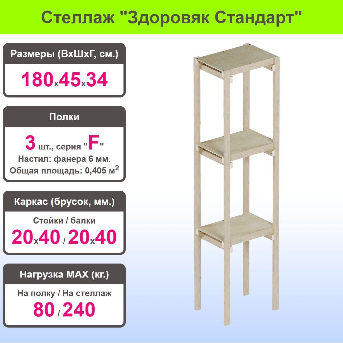 СтеллажЗдоровякСтеллаж,45х34х180см