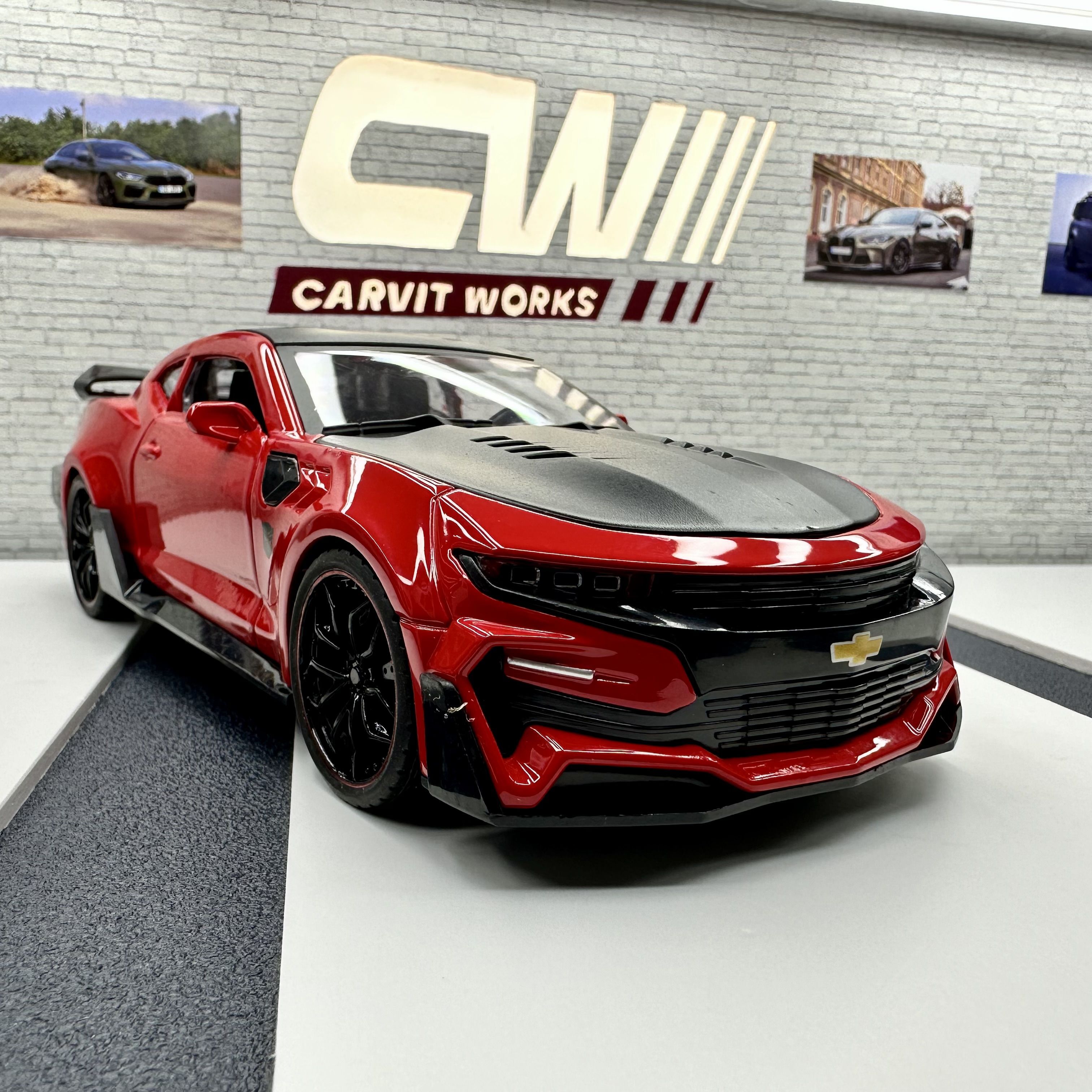 Машинка металлическая Шевроле Камаро Chevrolet Camaro красный, масштаб  1:24, длина 21 см., свет и звук, открываются двери, капот и багажник -  купить с доставкой по выгодным ценам в интернет-магазине OZON (867224192)