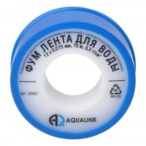 Фум лента для воды 12мм х 10м х 0,075мм Aqualink